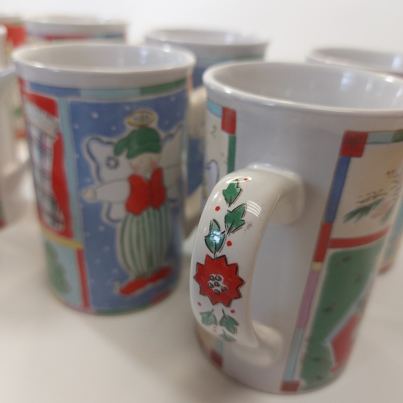 Vintage Patchwork Christmas Alecia Keen NIC mug and plate 16 pc dish set - Picture 11 of 13